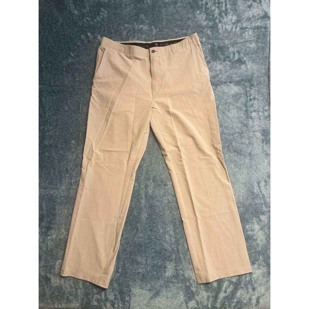 Pebble Beach Golf Pants Men 38x32 Khaki Tan Performance Stretch Flat Front